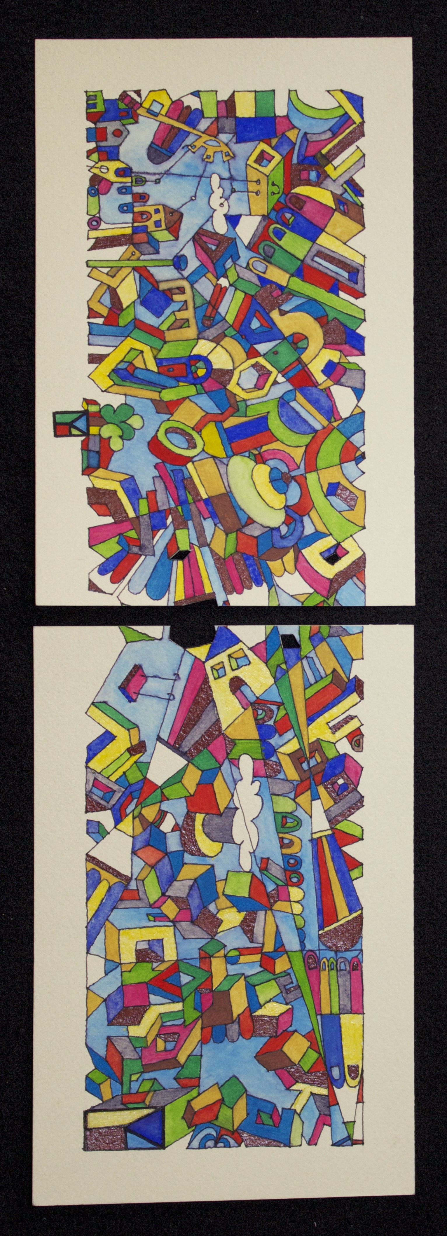 i due verticali acrilico su carta cm 12x36